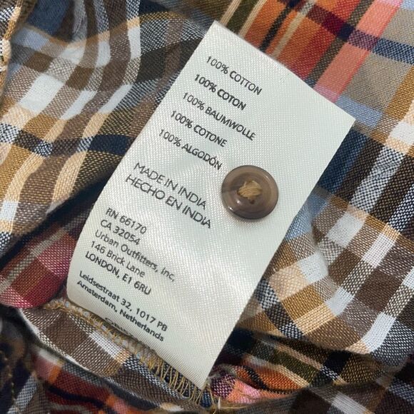 Pilcro Womens Plaid Tie Neck Button Front Long Sleeve Blouse Multicolor Small - Picture 9 of 11